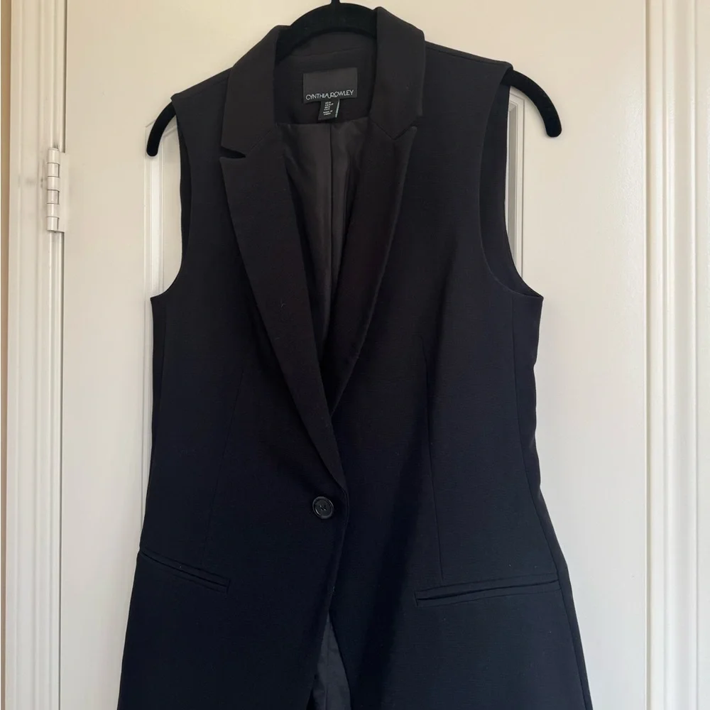 Cynthia Rowley Black Sleeveless Blazer Vest Size S - Picture 4 of 10